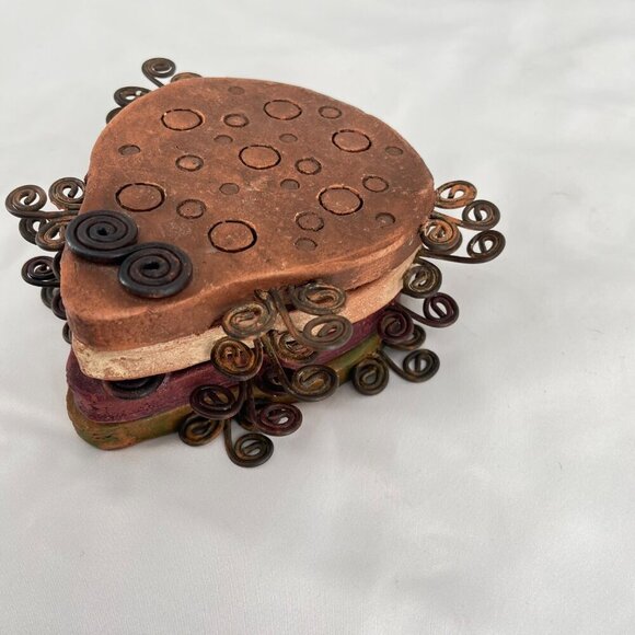 Set Of 4 Handmade Clay Ladybug Coasters With‎ Spiral Wire Legs - Picture 4 of 4